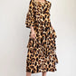 Celeste Full Size Leopard Asymmetrical Ruffle Midi Dress Plus Size