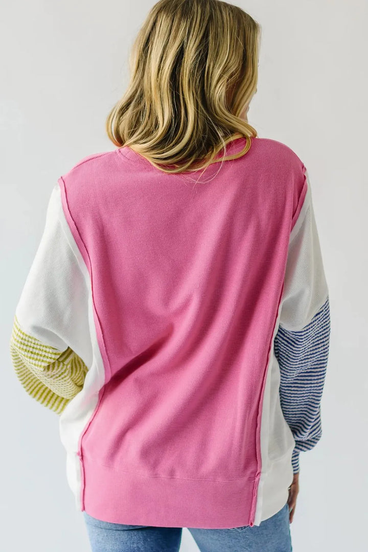 Exposed Seam Contrast Long Sleeve Sweatshirt | Sweatshirts Daverri Fashions