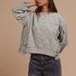 BiBi Mineral Washed Checkered Round Neck Denim Top - DAVERRI FASHIONS