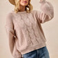 BiBi Cable Knit Sweater with Shoulder Braid Detail - DAVERRI FASHIONS