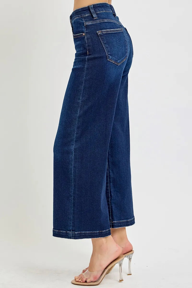 RISEN High Rise Crop Wide Jeans | Jeans Daverri Fashions