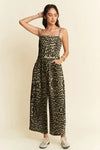 Davi & Dani Leopard Spaghetti Straps Wide Leg Jumpsuit - DAVERRI FASHIONS