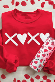 Valentine’s Day XOXO Round Neck Drop Shoulder Sweatshirt | Sweatshirts Daverri Fashions