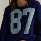Number 87 Oversized Cable Knit Sweater - DAVERRI FASHIONS