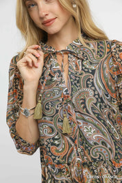 Umgee Paisley Print Peplum Blouse | Blouses Daverri Fashions