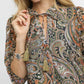Umgee Paisley Print Peplum Blouse Blouses
