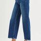 RISEN Tummy Control 4 Way Stretch High Rise Crop Wide Leg Jeans - DAVERRI FASHIONS