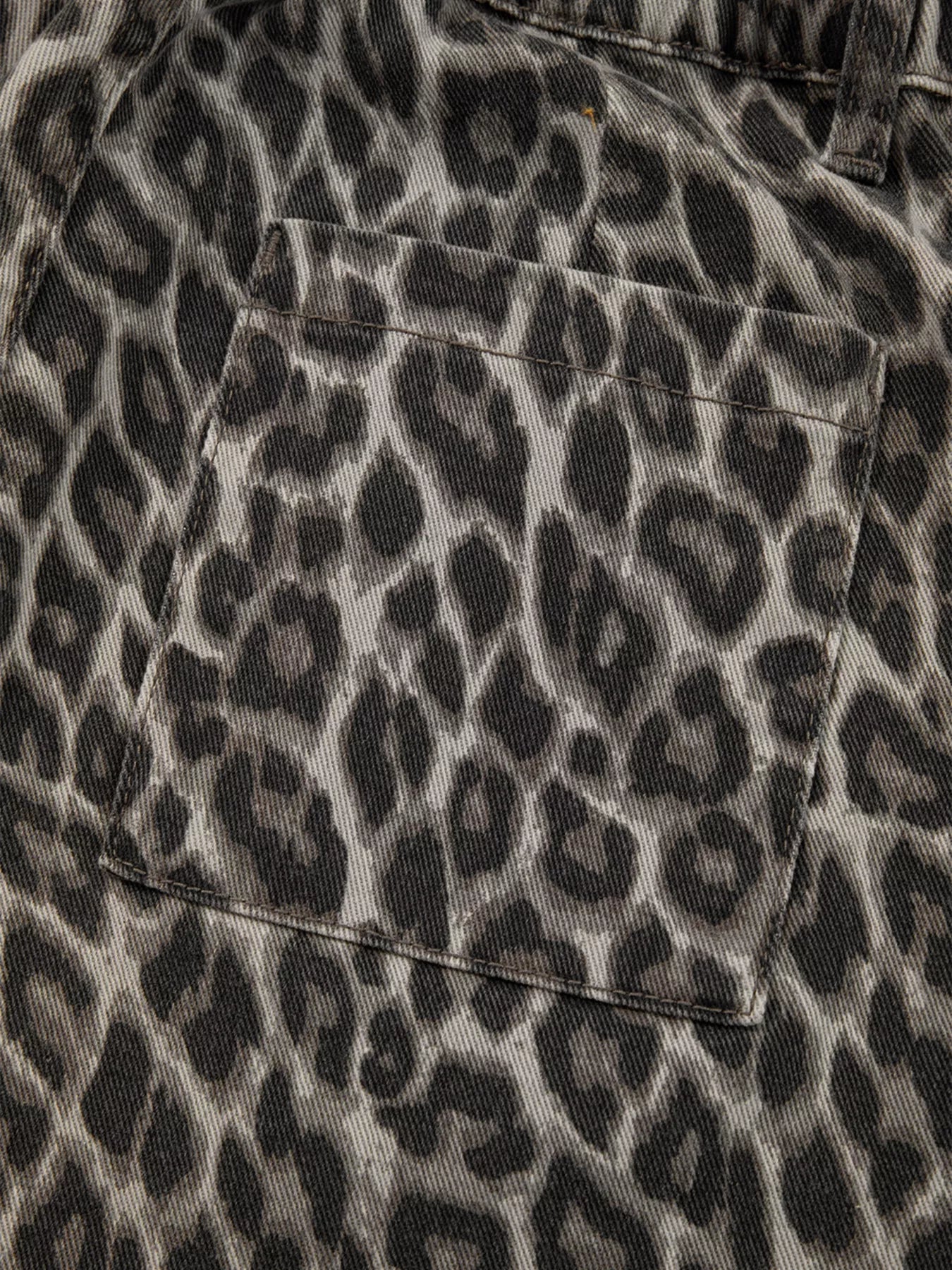 Leopard Straight Loose Leg Raw Hem Jeans | Jeans Daverri Fashions