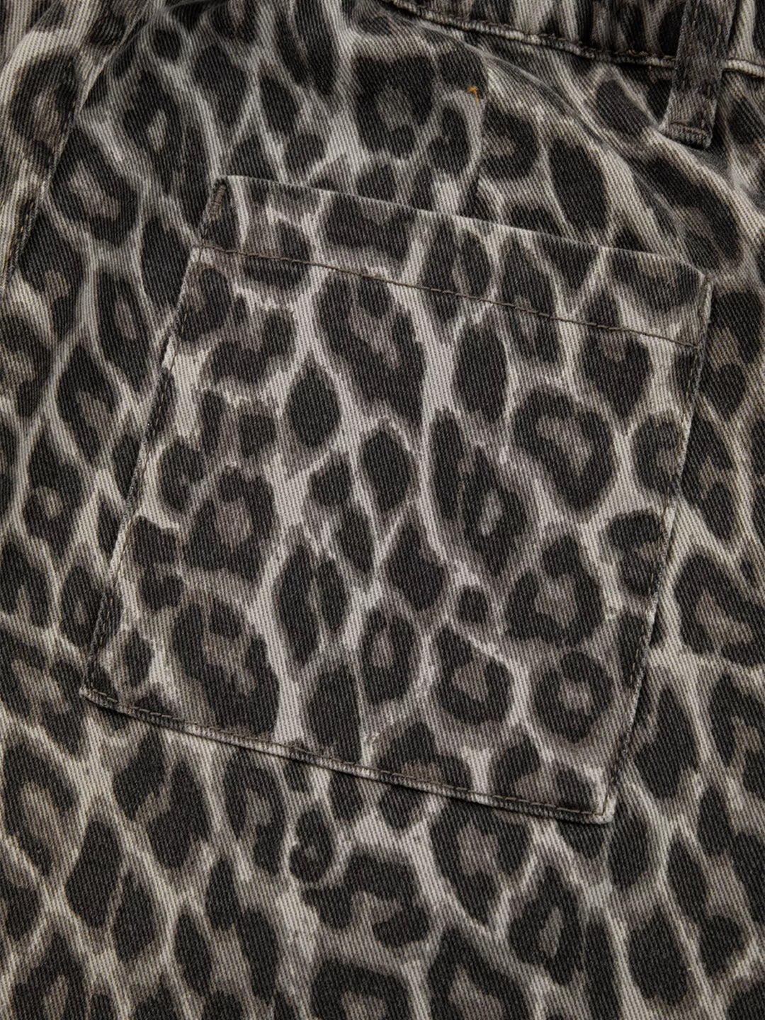Leopard Straight Loose Leg Raw Hem Jeans | Jeans Daverri Fashions