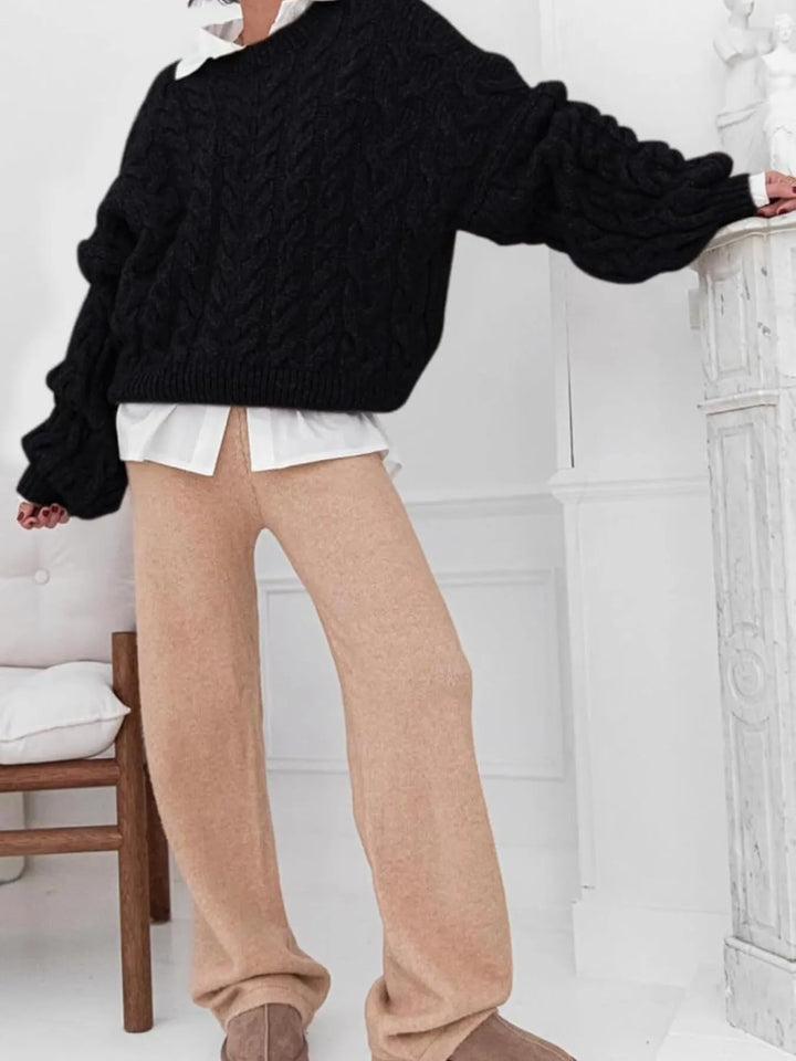 Cable Knit Long Sleeve Sweater | Sweaters Daverri Fashions