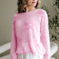 Dulce Big Flower Hollowed Knit Drop Shoulder Sweater Sweaters