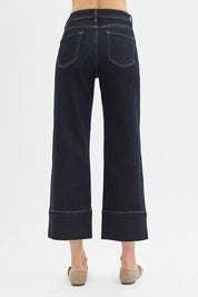 RISEN Tummy Control High Rise Crop Wide Seam Detailed Jeans | Jeans Daverri Fashions