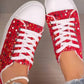 Sequin Round Toe Flat Sneakers - DAVERRI FASHIONS
