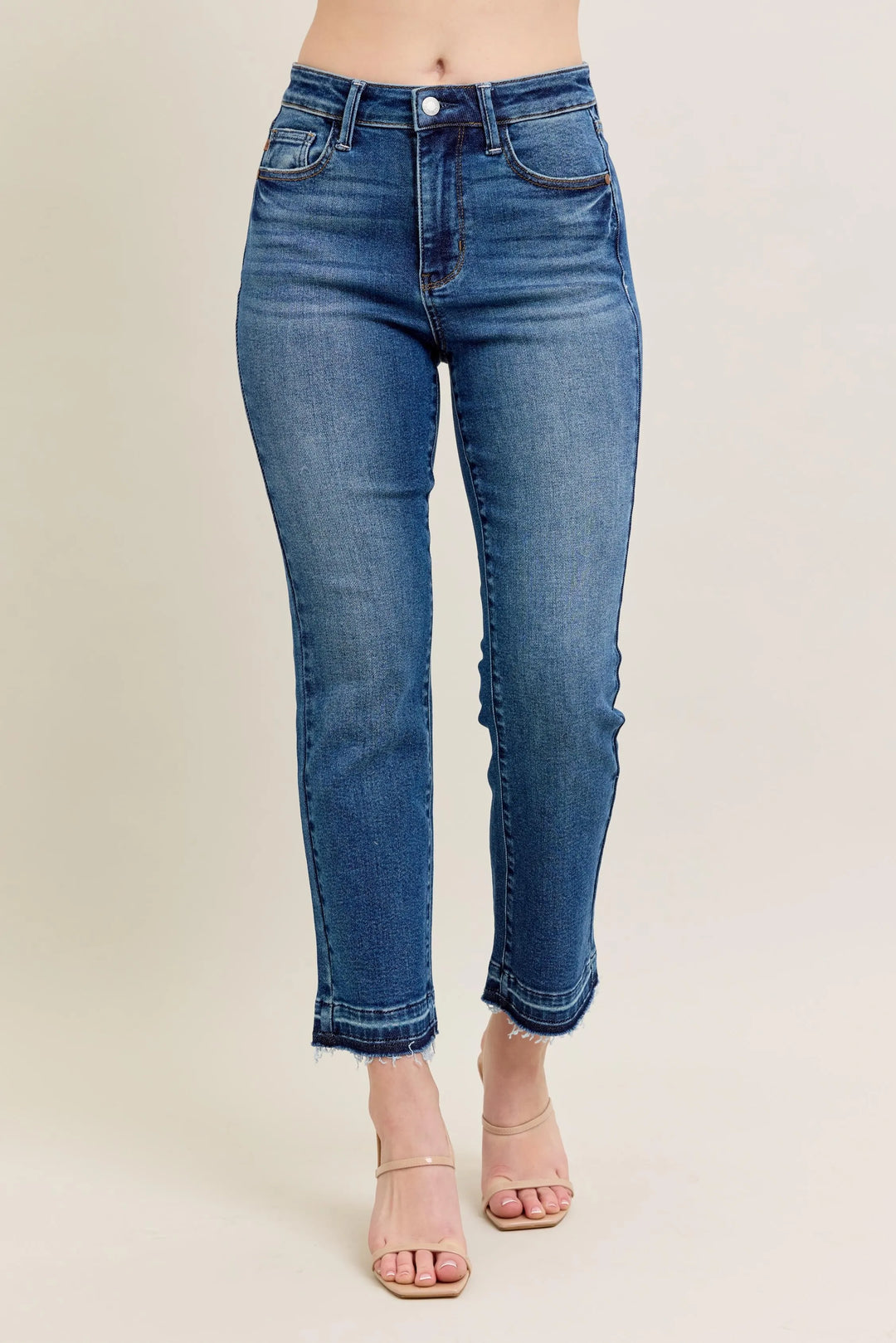 Judy Blue Full Size Hw Vintage Wash Release Hem Kick Flare Jeans Plus Size MD Jeans