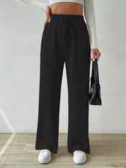 Black Drawstring Wide Leg Pants | Lounge Pants Daverri Fashions