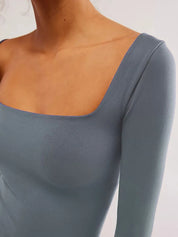 Square Neck Fitted Long Sleeve T-Shirt | T-Shirts Daverri Fashions