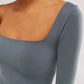 Square Neck Fitted Long Sleeve T-Shirt - DAVERRI FASHIONS