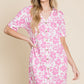 BOMBOM Floral Button Down Mini Dress Pink