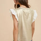 Annie Wear Mix Media Metallic Knit Ruffle Sleeve Top - DAVERRI FASHIONS