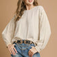 Umgee Linen Scallop Hem Long Sleeve Blouse - DAVERRI FASHIONS