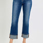 RISEN High Rise Ankle Straight Cuffed Jeans - DAVERRI FASHIONS