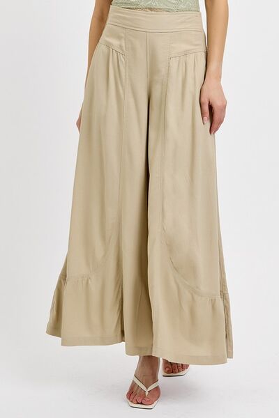 RISEN Shirring Detail Wide Leg Pants