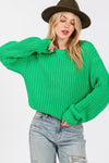 SAGE + FIG Round Neck Drop Shoulder Sweater - DAVERRI FASHIONS
