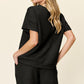 Double Take Full Size Texture Short Sleeve T-Shirt and Drawstring Shorts Set Outfit Sets
