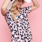BiBi Leopard Printed Jersey Knit Short Sleeve Top Tops