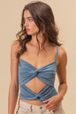 BiBi Rayon Span Jersey Knit Double Twist Front Cami Top - DAVERRI FASHIONS