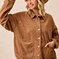BiBi Corduroy Relaxed Fit Shacket with Back Pleat - DAVERRI FASHIONS