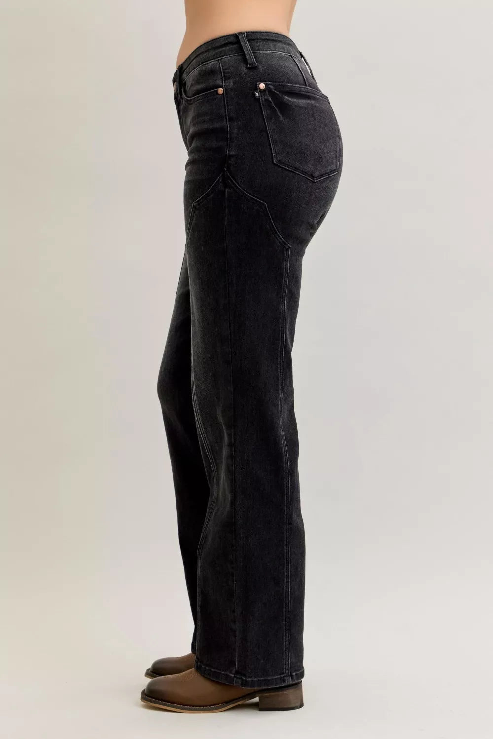 Judy Blue Mid Rise Straight Western Seam Detail Jeans | Jeans Daverri Fashions