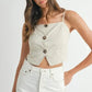 MABLE Linen Mix Button Down Tank Top - DAVERRI FASHIONS
