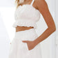 Daverri white ruffled square neck cami and high-waisted shorts set