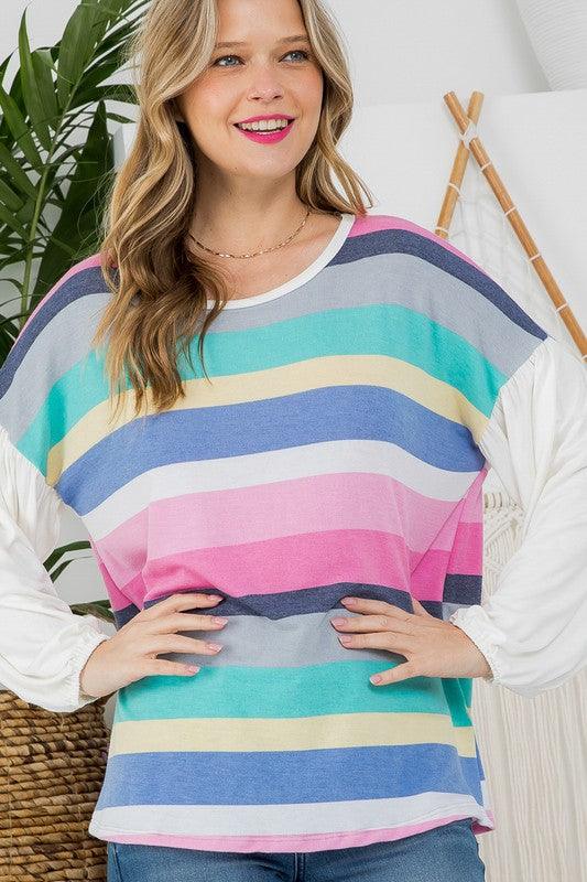 Multi Striped Boxy Top Shirts & Tops