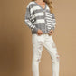 Umgee Cable-Knit Stripe Button-Up Cardigan - DAVERRI FASHIONS