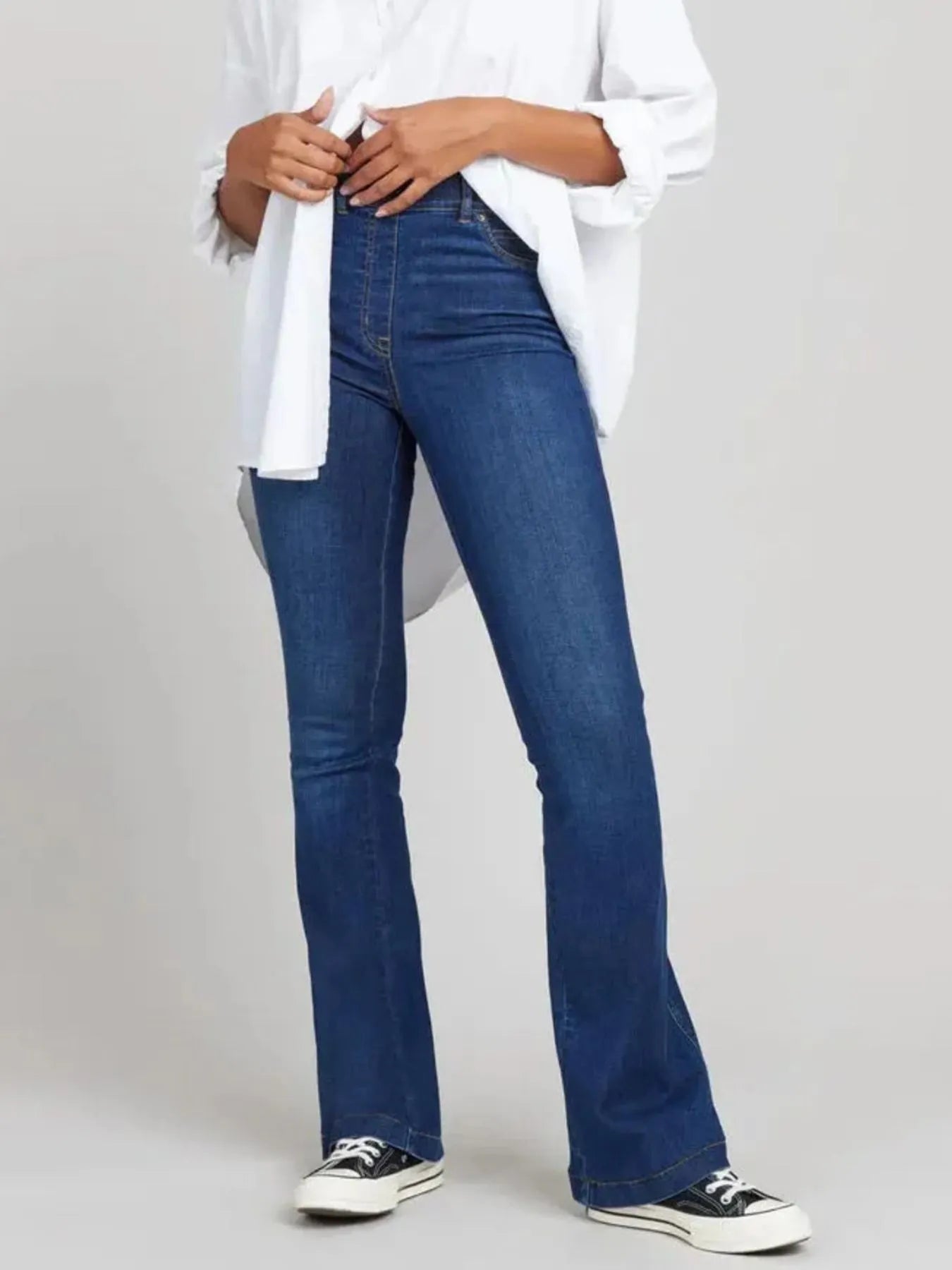 Full Size High-Waisted Flare Jeans Plus Size | Jeans Daverri Fashions
