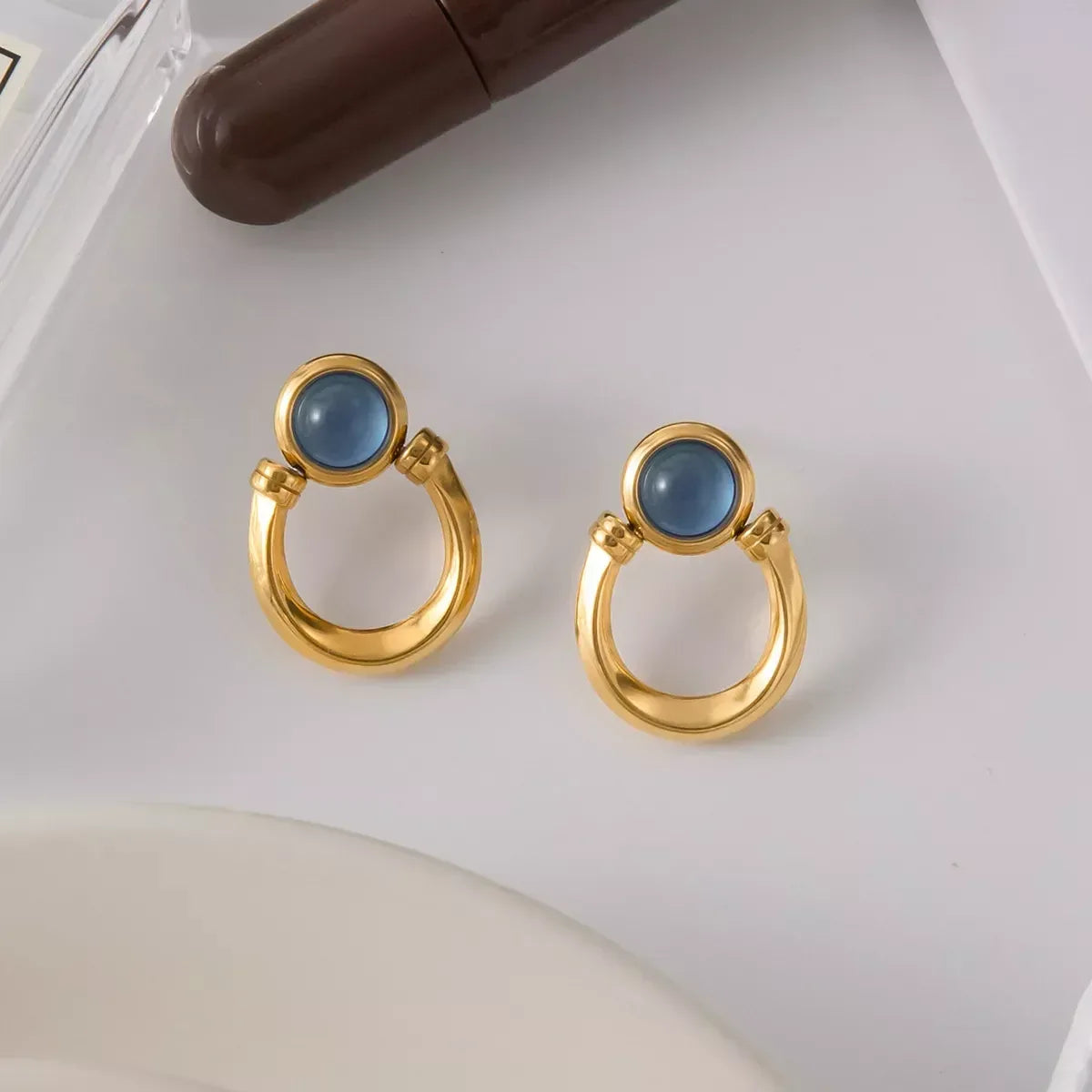 18K Gold-Plated Post Back Earrings - DAVERRI FASHIONS