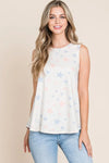 BOMBOM Star Print Round Neck Tank - DAVERRI FASHIONS