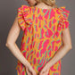 Umgee Full Size Abstract Print V-Neck Double Layer Ruffle Sleeve Blouse Plus Size Blouses