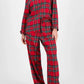 Plaid Collared Neck Button Up Top and Pants Lounge Set - DAVERRI FASHIONS