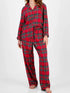 Plaid Collared Neck Button Up Top and Pants Lounge Set - DAVERRI FASHIONS