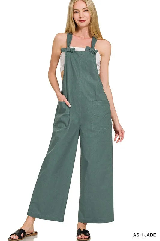 Zenana Woven Knot Strap Overalls ASH JADE Overalls
