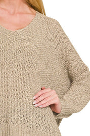 Zenana Dolman Sleeve V-Neck Sweater | Daverri Fashions