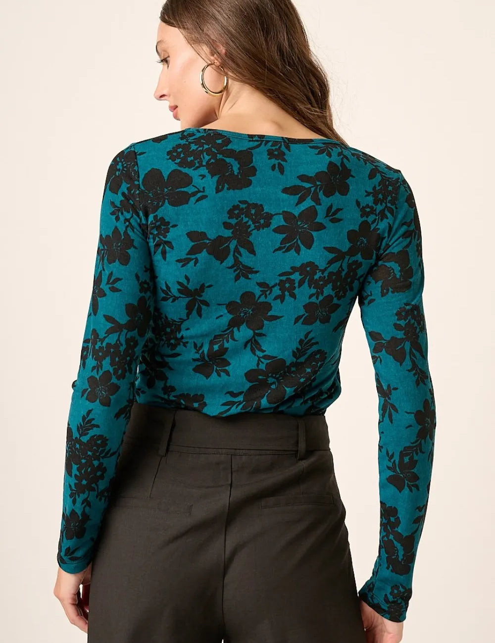 Mittoshop Flower Print Long Sleeve Knit Top | Tops Daverri Fashions