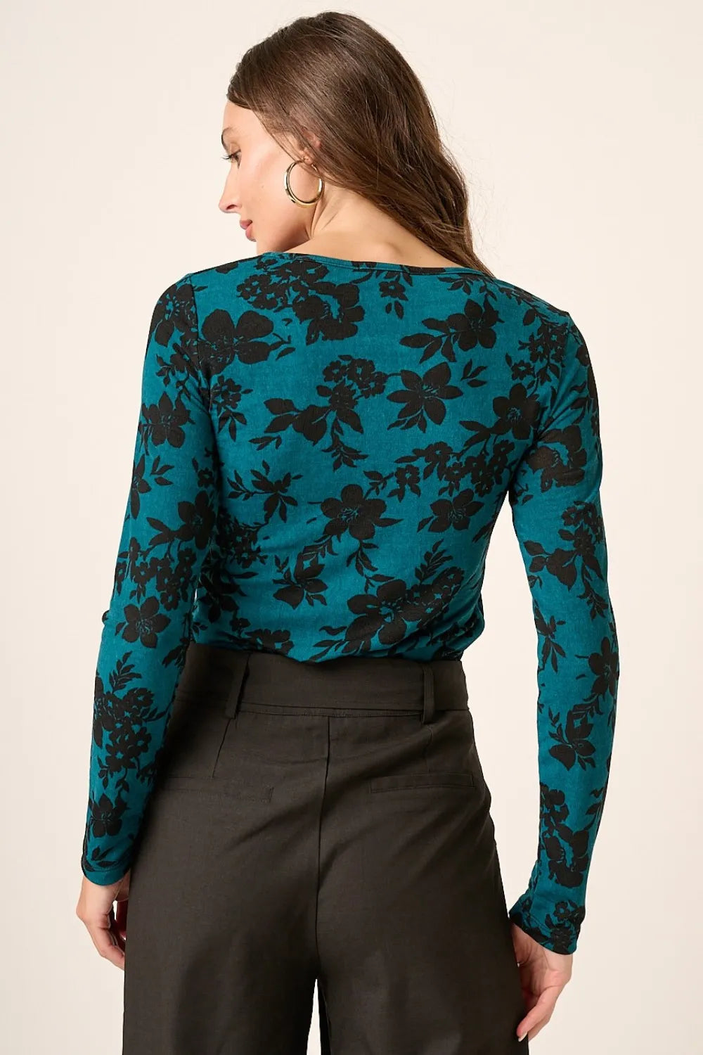 Mittoshop Flower Print Long Sleeve Knit Top | Tops Daverri Fashions