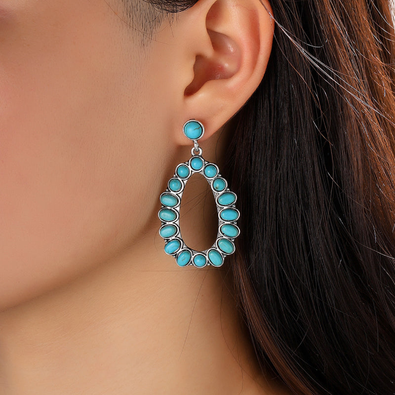 Teal One Size Artificial Turquoise Earrings | Earrings Daverri Fashions