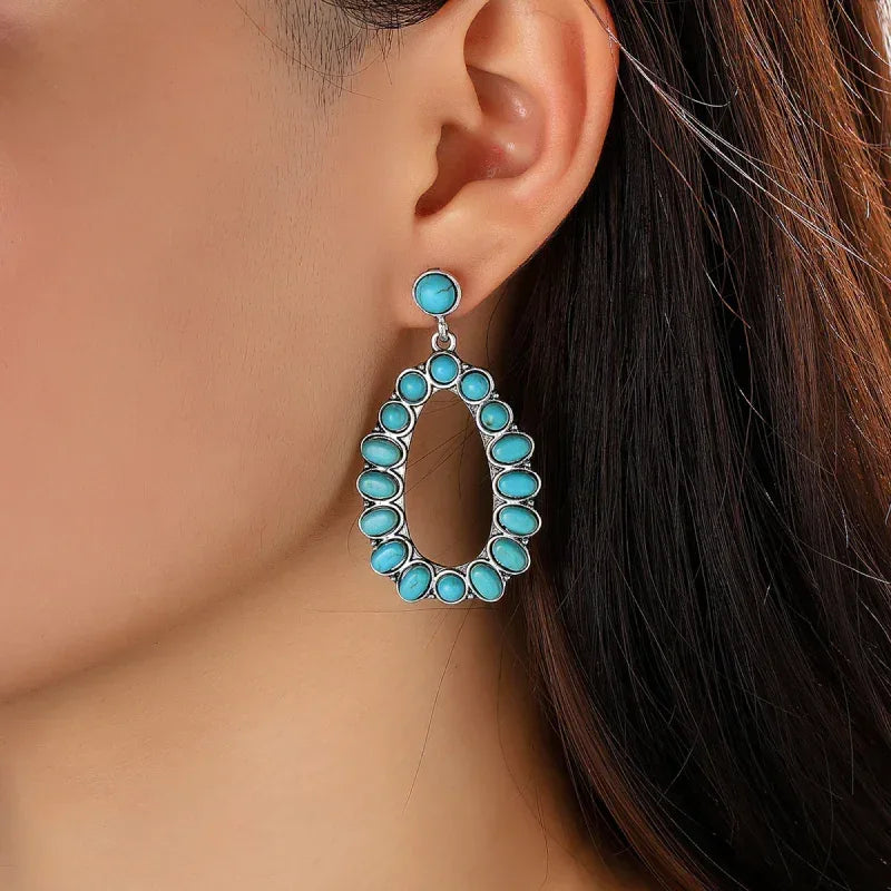 Artificial Turquoise Earrings - DAVERRI FASHIONS