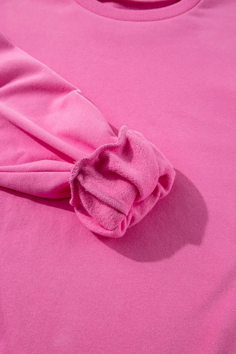 Round Neck Long Sleeve Sweatshirt - DAVERRI FASHIONS