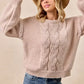 BiBi Cable Knit Sweater with Shoulder Braid Detail - DAVERRI FASHIONS